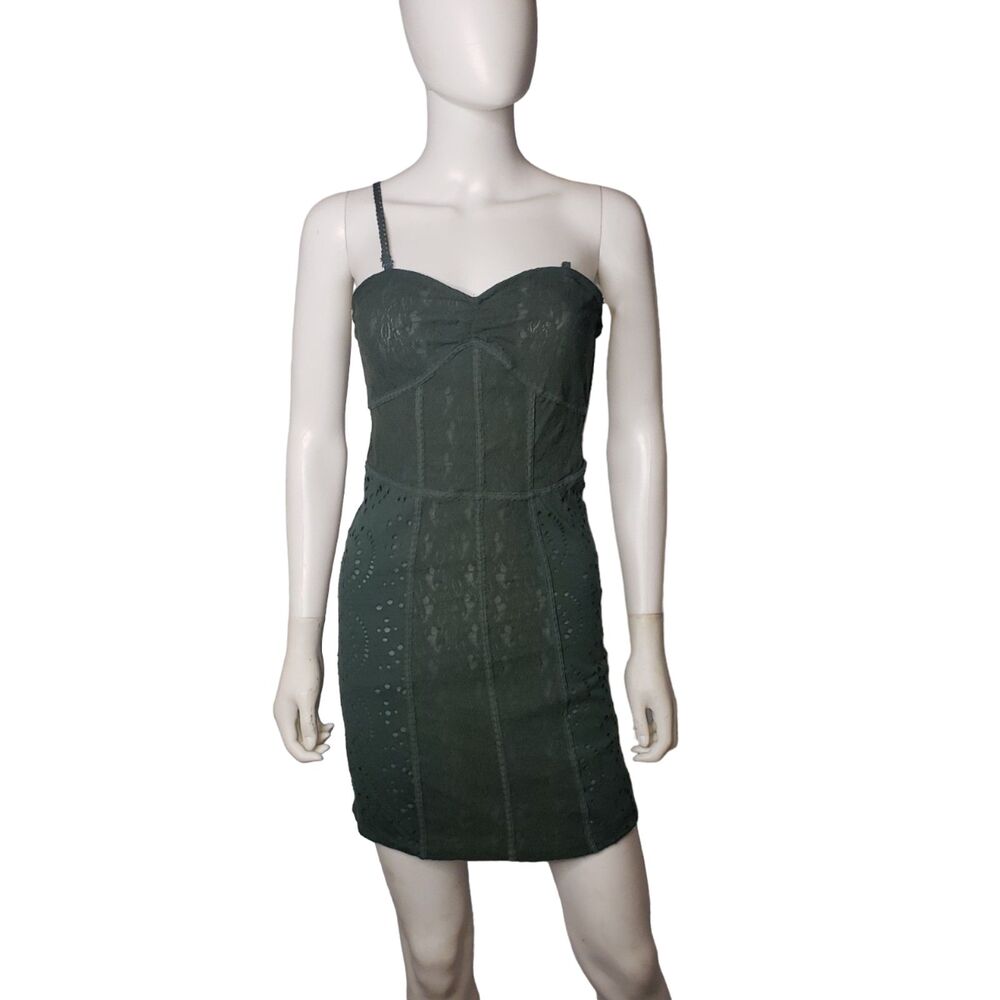 FREE PEOPLE Green Lace Bodycon Strapless Dress Womens Size Small